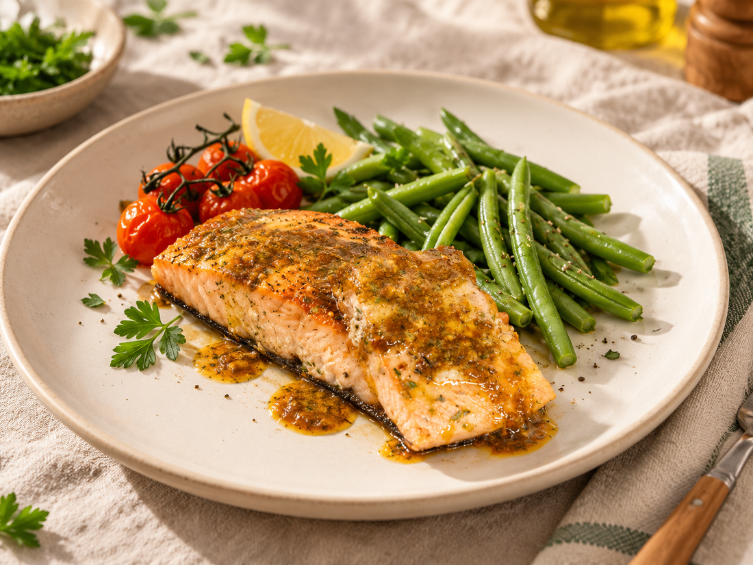 Casserole Salmon with House Blend, Wine and Butter Sauce
